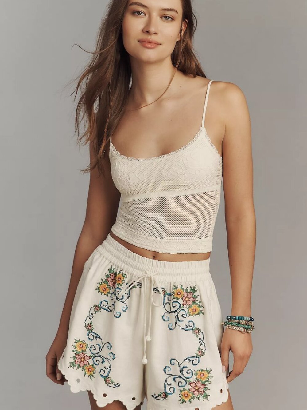 Anthropologie LyreBird Seamless Crochet Tank in Ivory